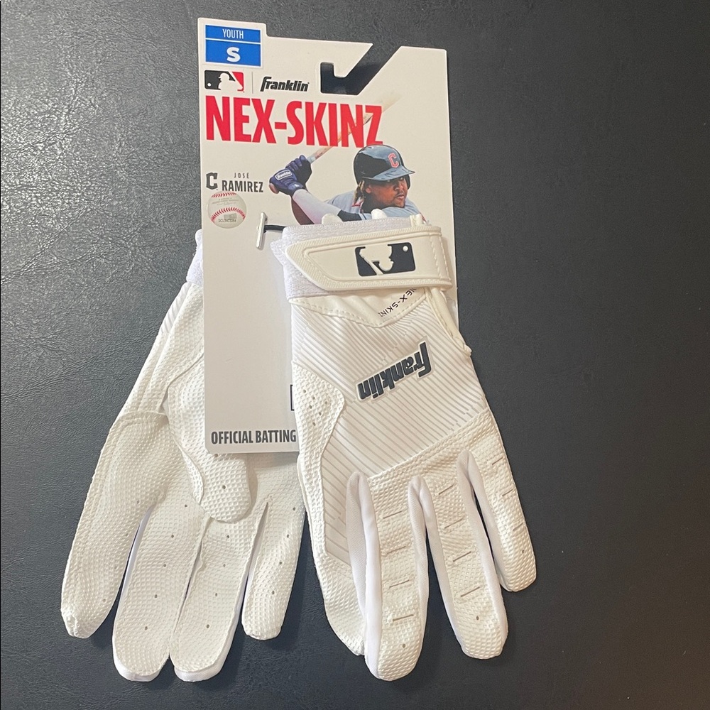 Franklin Youth White Nex-Skinz Baseball Batting Glove - S